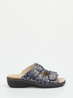 Hickersberger – Komfort-Pantolette aus geprägtem Leder blau