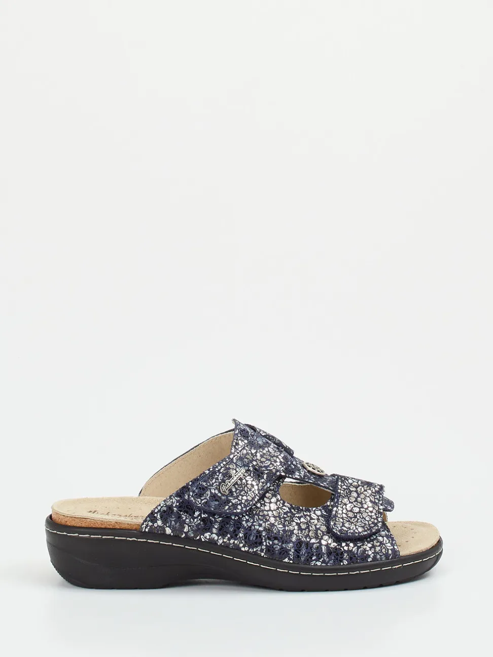 Hickersberger – Komfort-Pantolette aus geprägtem Leder blau