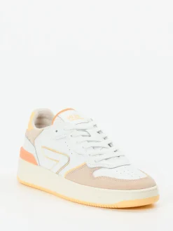 HUB – Low-Top Sneaker aus Kalbleder Weiß Pastell