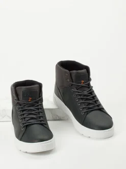 HUB – Mid-Top Sneaker aus Fettleder anthrazit