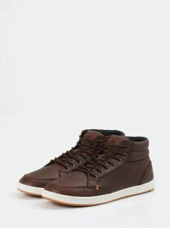 HUB – Mid-Top Sneaker aus Fettleder dunkelbraun