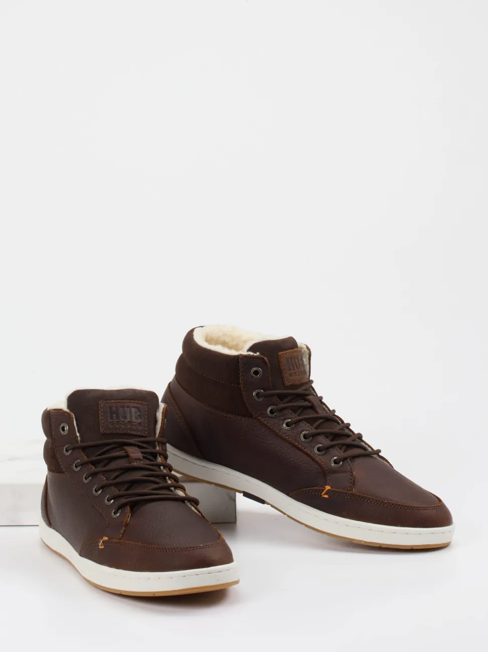 HUB – Mid-Top-Sneaker aus Fettleder dunkelbraun