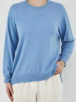 HURRAY – Feinstrickpullover aus Lammleder Hellblau