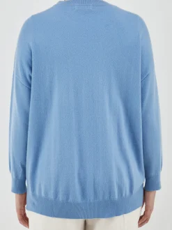 HURRAY – Feinstrickpullover aus Lammleder Hellblau