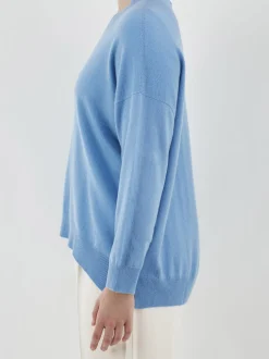 HURRAY – Feinstrickpullover aus Lammleder Hellblau