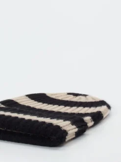 HURRAY – Strickmütze aus Kaschmir in Schwarz-Beige