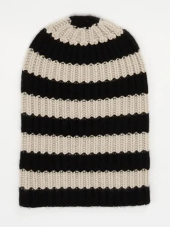 HURRAY – Strickmütze aus Kaschmir in Schwarz-Beige