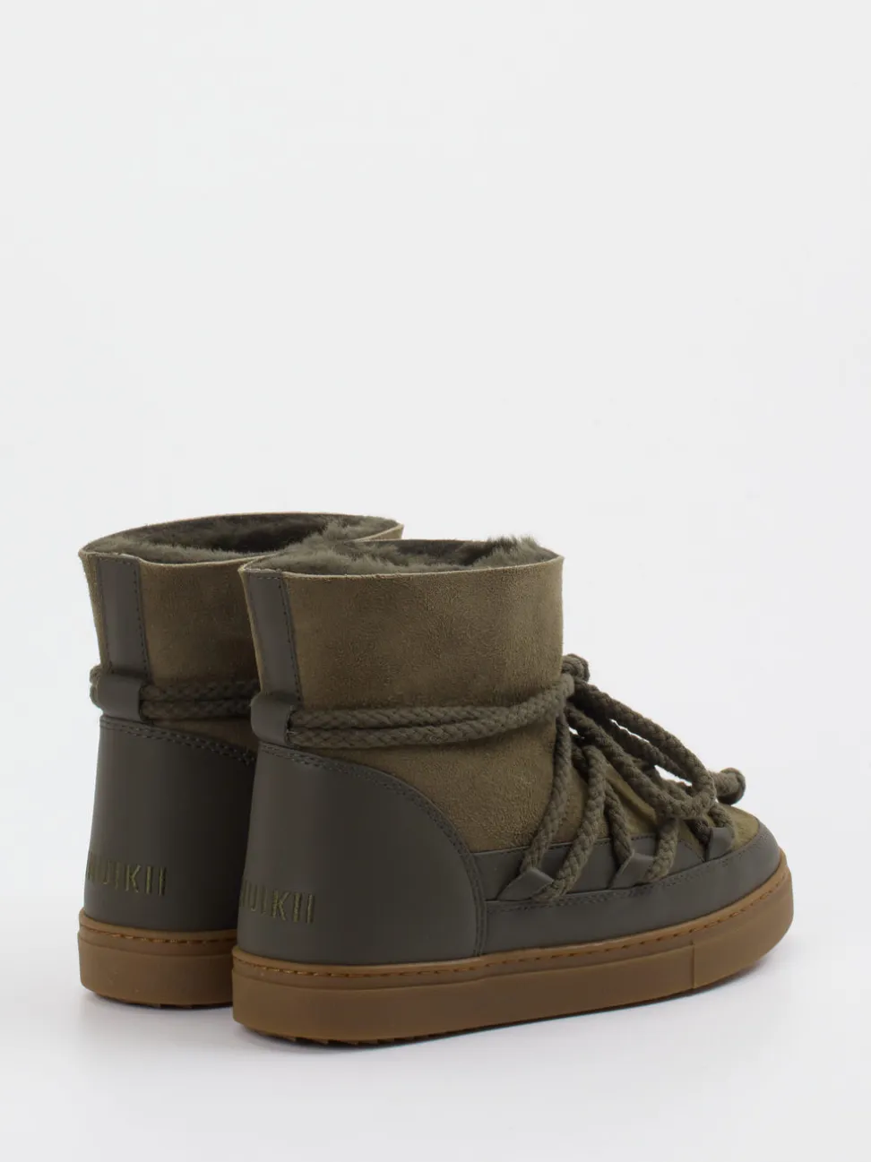 Inuikii – Stiefeletten aus Veloursleder Olivgrün