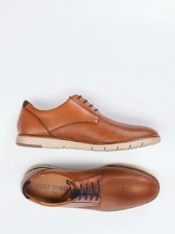 Josef Seibel – Derby-Schuhe aus geprägtem Leder cognac