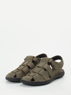 Josef Seibel – Fischersandalen aus Fettleder olivbraun