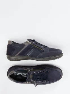 Josef Seibel – Komfort-Schnürschuh aus Nubukleder blau