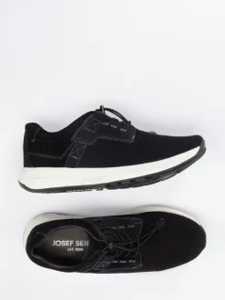Josef Seibel – Komfort-Sneaker aus Mesh und Veloursleder Schwarz