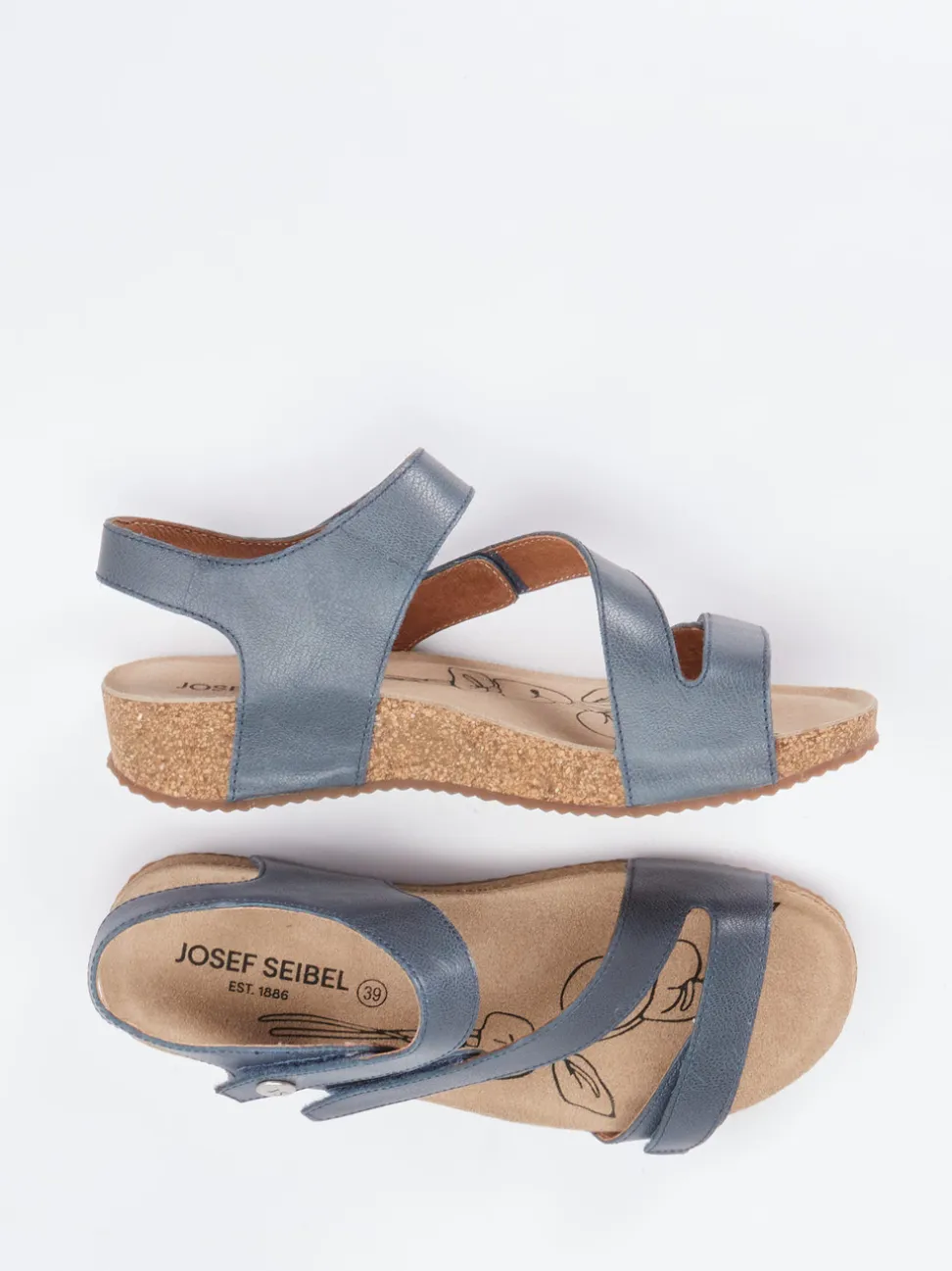 Josef Seibel – Sandalen aus Kalbleder stahlblau