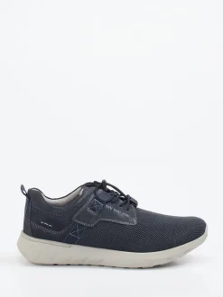 Josef Seibel – Schnürschuh aus Mesh und Veloursleder blau