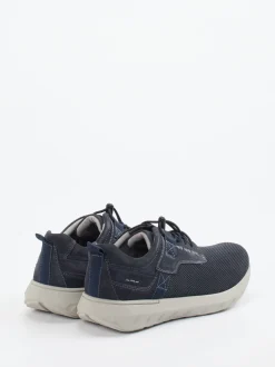Josef Seibel – Schnürschuh aus Mesh und Veloursleder blau
