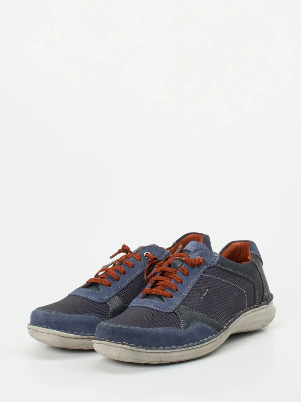 Josef Seibel – Schnürschuhe aus geprägtem Leder blau
