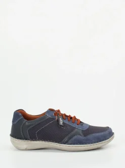 Josef Seibel – Schnürschuhe aus geprägtem Leder blau