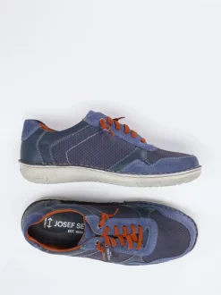 Josef Seibel – Schnürschuhe aus geprägtem Leder blau