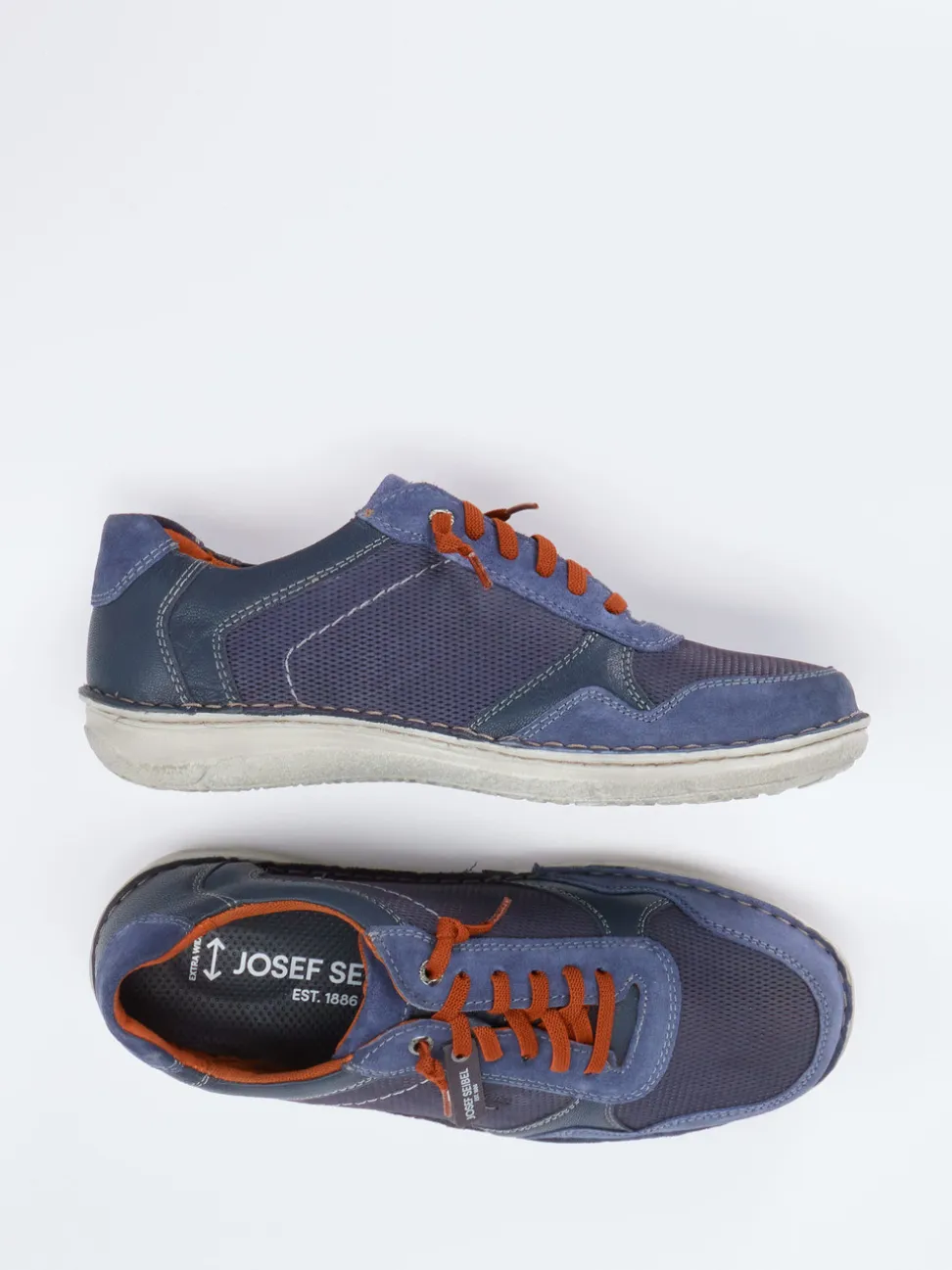 Josef Seibel – Schnürschuhe aus geprägtem Leder blau