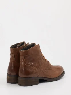 Josef Seibel – Schnürstiefelette aus Kalbleder mittelbraun