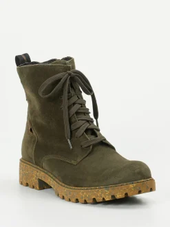 Josef Seibel – Schnürstiefelette aus Veloursleder grün