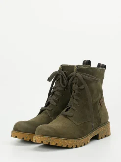 Josef Seibel – Schnürstiefelette aus Veloursleder grün