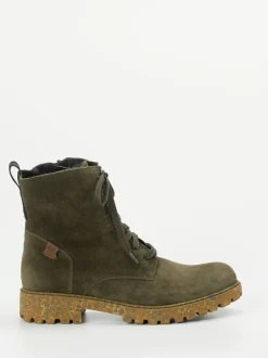 Josef Seibel – Schnürstiefelette aus Veloursleder grün