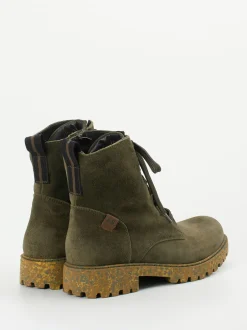 Josef Seibel – Schnürstiefelette aus Veloursleder grün