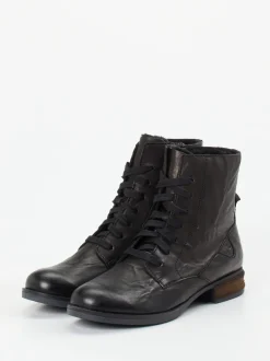 Josef Seibel – Schnürstiefelette aus Leder Schwarz