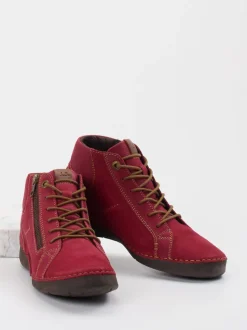 Josef Seibel – Schnürstiefelette aus Nubukleder weinrot