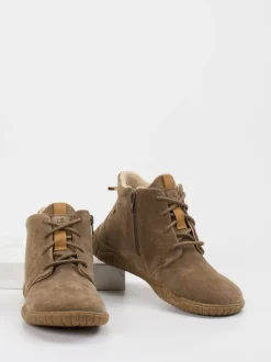 Josef Seibel – Schnürstiefelette aus Veloursleder taupe