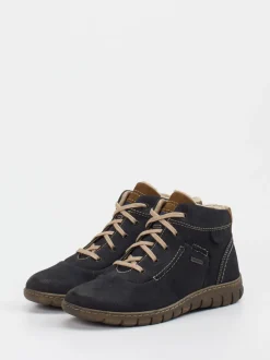 Josef Seibel – Stiefelette aus Velourslederimitat schwarzgrau
