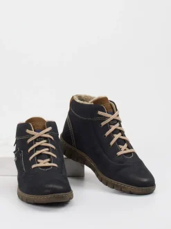 Josef Seibel – Stiefelette aus Velourslederimitat schwarzgrau