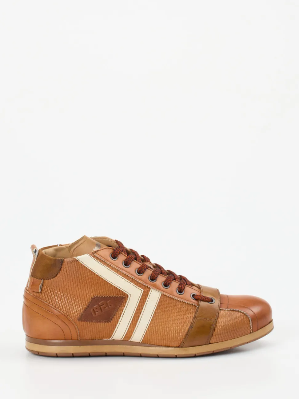 Kamo Gutsu – Mid-Top-Sneaker aus Kalbleder cognac