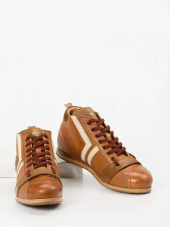 Kamo Gutsu – Mid-Top-Sneaker aus Kalbleder cognac