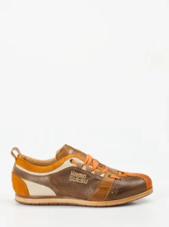Kamo Gutsu – Sneaker aus Kalbleder in Braun-Orange