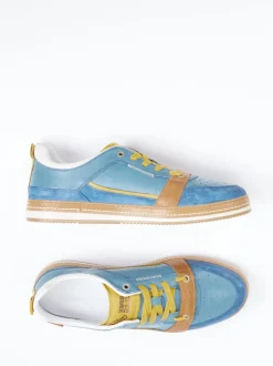 Kamo Gutsu – Sneaker aus Leder in Petrolblau