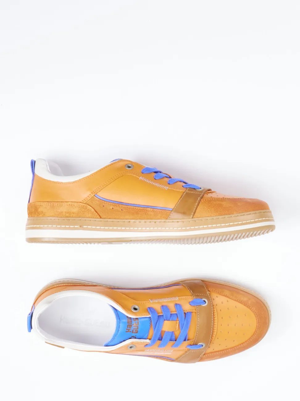 Kamo Gutsu – Sneaker aus Leder in Cognac-Orange