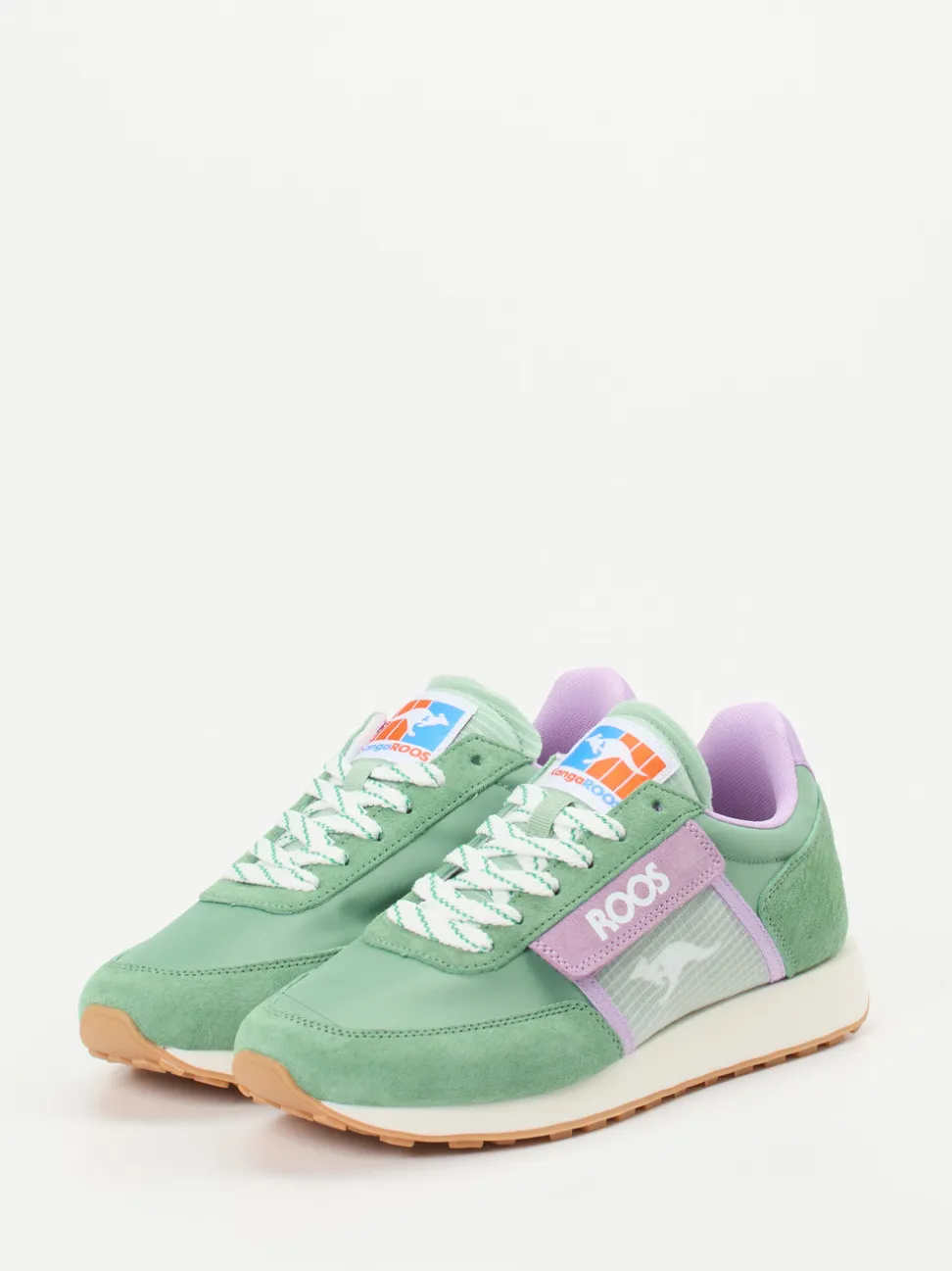 Kangaroos – Retro-Sneaker aus Textil und Veloursleder mintgrün