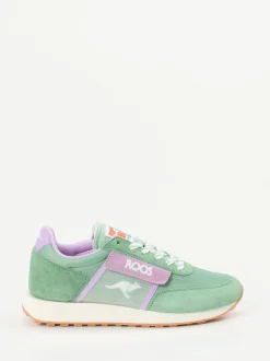 Kangaroos – Retro-Sneaker aus Textil und Veloursleder mintgrün