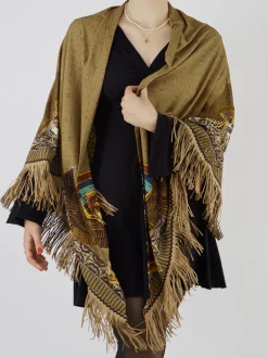 Katherina Loretta – Fransenponcho aus Textil Braun