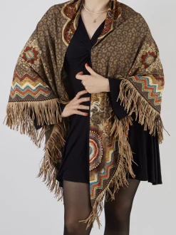 Katherina Loretta – Poncho aus Webstoff mit Fransen