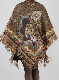 Katherina Loretta – Poncho aus Webstoff mit Fransen