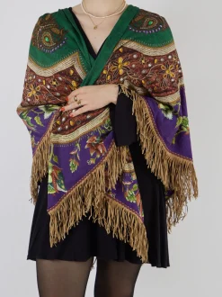 Katherina Loretta – Poncho-Tuch aus Textil mit Ethno-Print