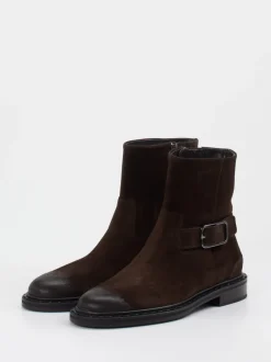 Kennel & Schmenger – Biker-Stiefelette aus Veloursleder Braun