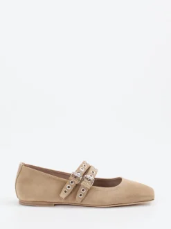 Kennel & Schmenger – Mary Janes aus Veloursleder beige