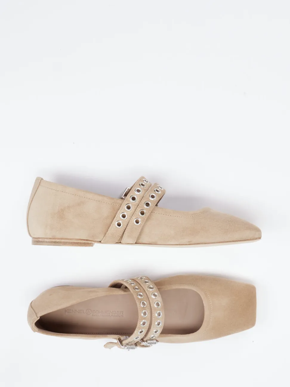 Kennel & Schmenger – Mary Janes aus Veloursleder beige