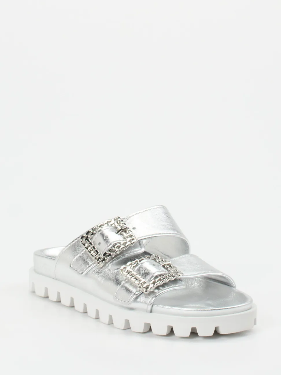 Kennel & Schmenger – Pantolette aus Metallicleder Silber