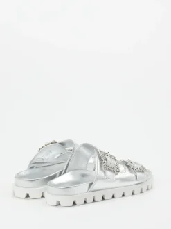 Kennel & Schmenger – Pantolette aus Metallicleder Silber