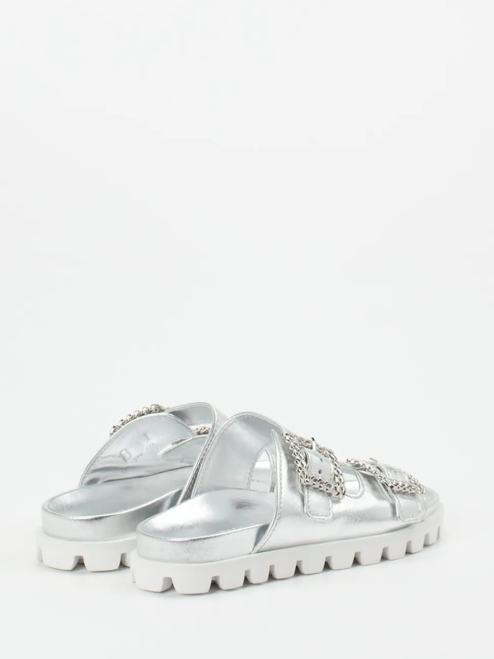 Kennel & Schmenger – Pantolette aus Metallicleder Silber